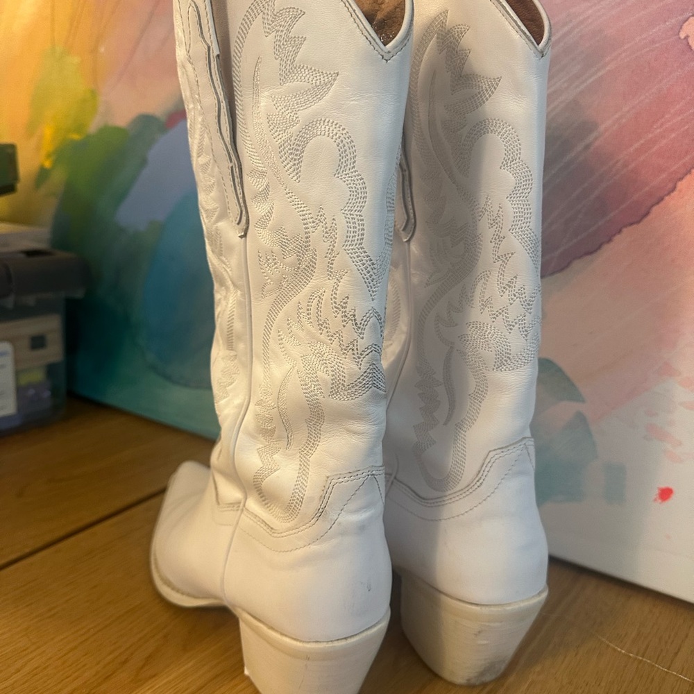 Jeffrey Campbell White Heeled Cowboy Boots‎ Dagget all white size 10 - Picture 3 of 7